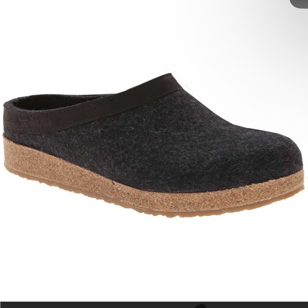 Haflinger Grizzly Wool Clogs Leather Trim